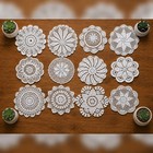 12pcs lot 7-8inch White Vintage Hand Crochet Doilies Lace Doily Round Table Mats