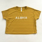 Lululemon Women Aloha Hawaii Honeycomb Yellow Cates Crop Mesh Stripe Tee Shirt 4