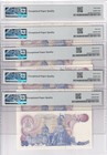Thailand Set 5  50 Baht Nd 1985 P 90 B Near Solid Superb Unc Pmg 66 67 68 Epq