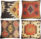 Indian Handmade Wool Jute Kilim Cushion Cover Throw Pillow 18  Square Home Decor