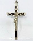 Vtg  Lot 7 Cross Crucifix For Rosary Silver Ebony Religious Catholic Diff Size