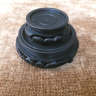 Vintage Chinese Hand Carved Wooden Round Display Stand - Set Of Two  Black