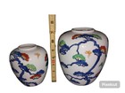 Vintage Acf Japanese Porcelain Ware Decorated In Hong Kong Hand Painted Vases 