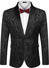 Coofandy Mens Floral Tuxedo Jacket Paisley Shawl Lapel Suit Blazer Jacket Xl