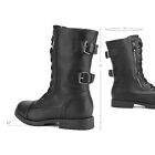 Women Military Boots Winter Faux Fur Lining Side Zipper Combat Mid Calf Boots
