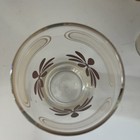 2 Vintage Mid Century Atomic Star Brown Flowers Yellow Clear Glass Tumblers