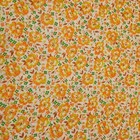 Vintage Feed Sack Orange  Yellow  Green  Rust On White Floral Feedsack Flour