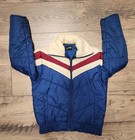 Vintage Studio 33 Blue Beige Bomber Jacket Full Zip 80 s Youth S Chevron Stripe