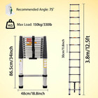 Stainless Steel Telescoping Ladder 12 5ft Heavy Duty Telescopic Extension Ladder