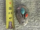 Vintage Bennett Bolo Tie Turquoise Coral Sterling Silver Navajo