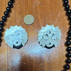 Lee Sands Onyx Necklace   Lion Head Earrings Jewelry Set  Animal Theme