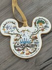 Walt Disney World Four 4 Parks Ceramic Mickey Icon Disc Ornament 2 Sides