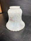 Vintage Frosted Glass Lamp Shade Reverse Hand Painted Floral Design 2    Fitter