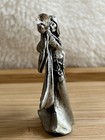 Vtg 1981 Pewter Witch Sorceress Wizard W  Crystal Ball Sphere Staff Figurine