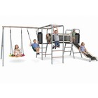 Metal Playground Swing Set Heavy Duty For Kids Backyard   2 Swings slide ladder