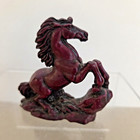 Vintage Chinese Wild Horse Sculpture Carved Red Resin Figure Asian Sculpture 3   