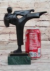 100  Real Bronze Statue Karate Man Trophy Sculpture Green Marble Base Artwork