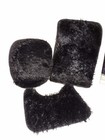 3pc Black Faux Fur Bath Mats And Toilet Lid Cover Bathroom Rugs Set New