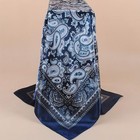 35 Inches Silk Head Scarf-satin Hair Scarves Silk Bandana Paisley - Navy Blue