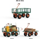 Garden Cart Steel 3in1 Folding Utility Wagon Removable Sides 180   Handle   Tires