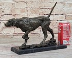 Signed Milo Bronze Foxhound Dog Sculpture Statue Hand Made Marble Base Figurine