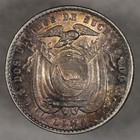 1914 Ecuador Silver 2 Decimos Lustrous