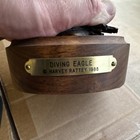 Harvey Rattey Diving Eagle Bronze Figurine Sculpture On Wood Base 1988