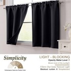 Black Short Curtains Tier 36 Inch Length 2 Panels Set  Half Window Blackout