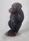 Vintage Hand Carved Wood 1 Wise Monkey Hear No Evil Dark Brown Chimpanzee 4  