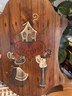 Vintage Hand Painted Wooden Welcome Wall Plaque Folk Art Country Cottage Decor