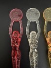 Vintage Nude Lady Glitter Swizzle Sticks Set Of 3 Pink Clear Amber Hong Kong