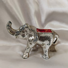 Vintage Elephant Figurine Pin Cushion Statue Metal Silver Tone 3 Inches Long