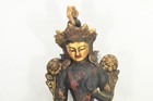 Handmade Clay Green Tara Statue Antique Tibetan Buddhist Deity Vintage Sculpture