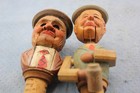Two Hand Carved Wood Mechanical Wine Bottle Stoppers