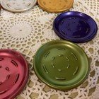 Vintage Set Of  7 Unbranded Anodized Aluminum Coasters Multicolor