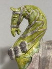 Vintage Chinese Tang Dynasty Style Sancai Green Warrior Horse Sculpture Read
