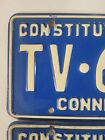 Connecticut License Plate Pair     free         Tv 6464   Vintage 1980 1981 Tags