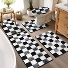 Bathroom Mats Sets 5 Pcs Soft Bath Rugs Toilet Lid Cover   U-shaped Contour Rug