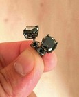 5mm Round Lab Created Diamond Men s women Stud Earrings 14k Black Gold Plated