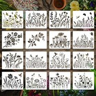 Wildflower Stencils For Painting 16 Pack Reusable 5x6 Inch Drawing Template