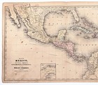 1853 Mexico - West Indies - Florida - Central America Map Original Large 18x11