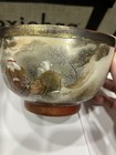Vintage Japanese Kutani Ware Bowl Red Gold Gilt Hand Takasago Crane Meiji