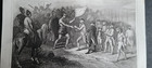 Antique  c 1850  Print - Interview Of French   Patagonians