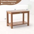 24 Inch Teak Wood Shower Bench Inside Shower Stool With Storage Shelf For Adults