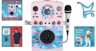 Portable Karaoke Machine Pink Bluetooth Cdg Usb Microphone Lights Kids Adults