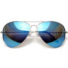 Aviator Blue Mirror Colored Reflective Lens Silver Metal Frame Sunglasses Uv 99 