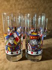 Set Of 2 Vintage Libbey Poker Card Suit Highball Glasses Playing Card King Queen