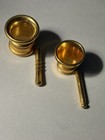 2 Vtg Miniature Solid Brass Mortar And Pestles Vintage Apothecary Spice Grinder