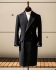Tweed Men Overcoats Warm Long Wool Blend Coats Outwear Double Breasted Custom