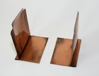 Pair Of Vintage Gregorian Copper Bookends Art Deco Bent Design Metal  Mcm  04